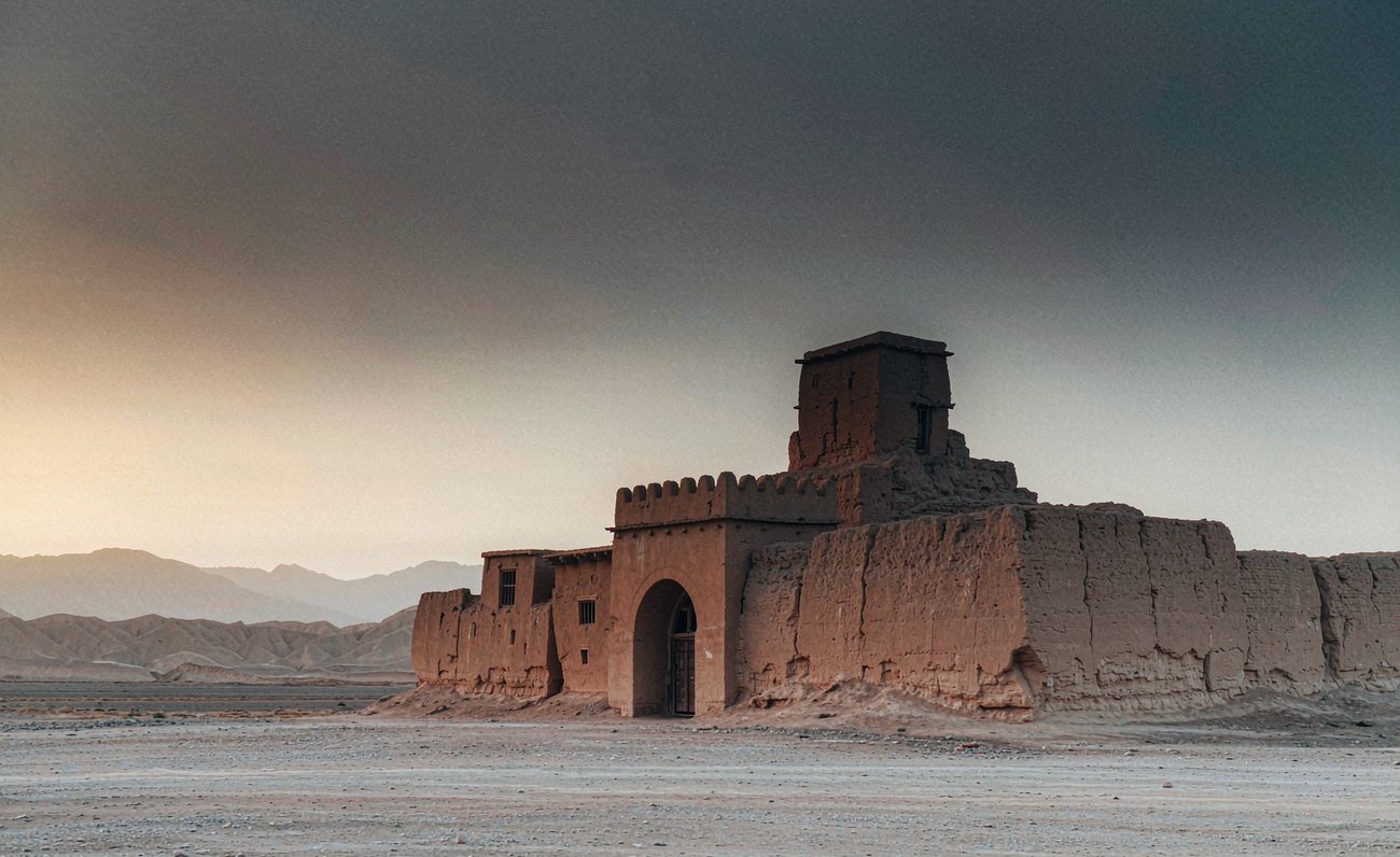 Fort de terre de Jiayuguan au crépuscule